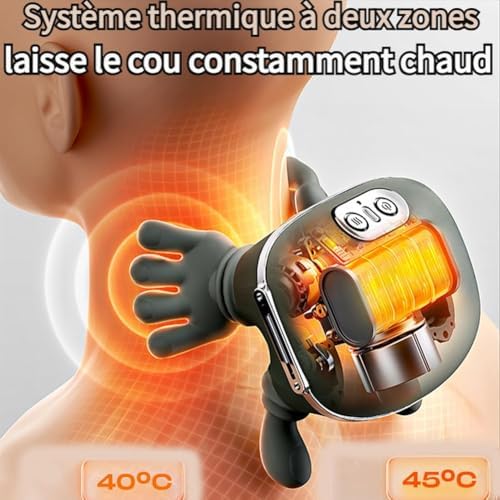 Masseur Cervical 3D Shiatsu, Chauffage Double Zone, Sans Fil