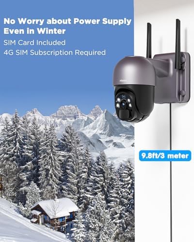 Caméra de Surveillance 4G LTE Solaire, Vision Nocturne, Gris, IP66
