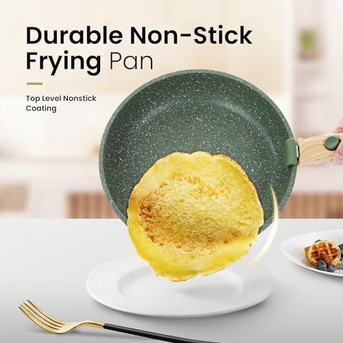 Batterie de Cuisine à Poignée Amovible, 10 Pièces, Vert, Induction