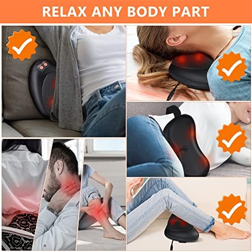 Coussin de Massage Shiatsu Masseur Cervical avec Chaleur et 4 Nœuds