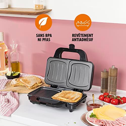 Tristar Appareil à Croque-Monsieur SA-3060, 900W, Plaques Extra-Profondes, Noir