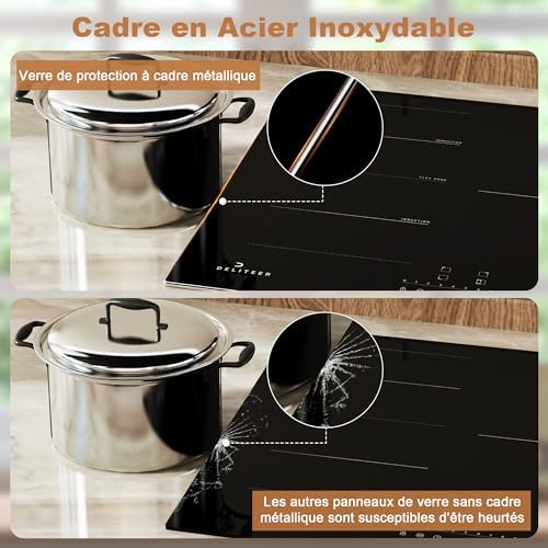 Plaque Induction 3 Feux avec Zone Barbecue Flexible, 6800W, 230V