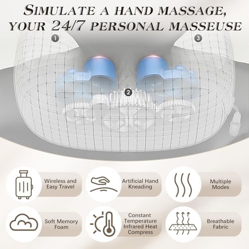 Coussin Massant Sans Fil Masseur Cervical, Portable et Ergonomique