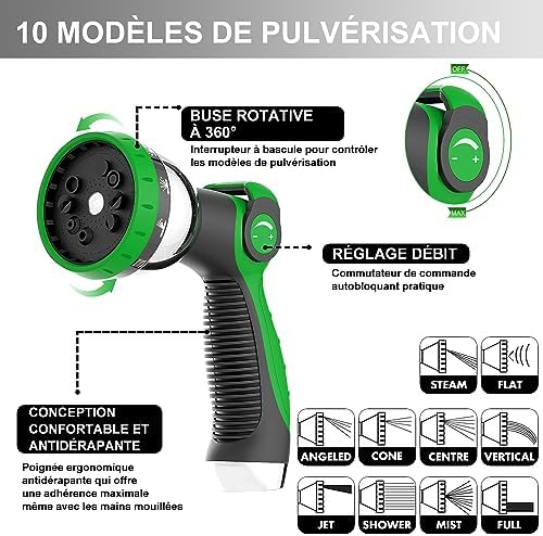 Tuyau d'Arrosage Extensible 15m, Flexible et Léger, Noir