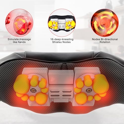 Masseur Cervical Shiatsu 3D avec 16 Nœuds et Vitesse Réglable
