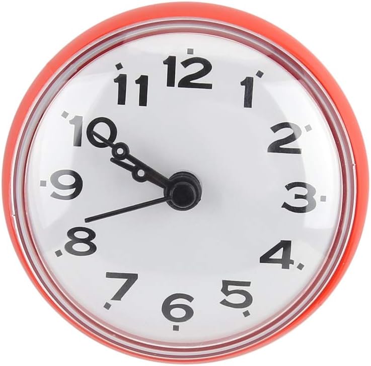 Horloge Murale Étanche - Ventouse Adsorbable - Miroir Décoratif Rouge