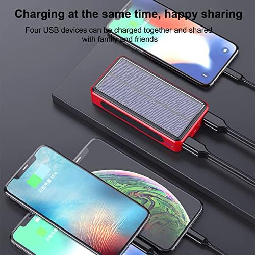 Batterie Externe Solaire 50000mAh, Chargeur Solaire avec 4 Sorties USB, Rouge