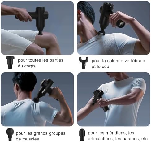 Pistolet de Massage 5 Vitesses Silencieux, Appareil Portable pour Détente Musculaire