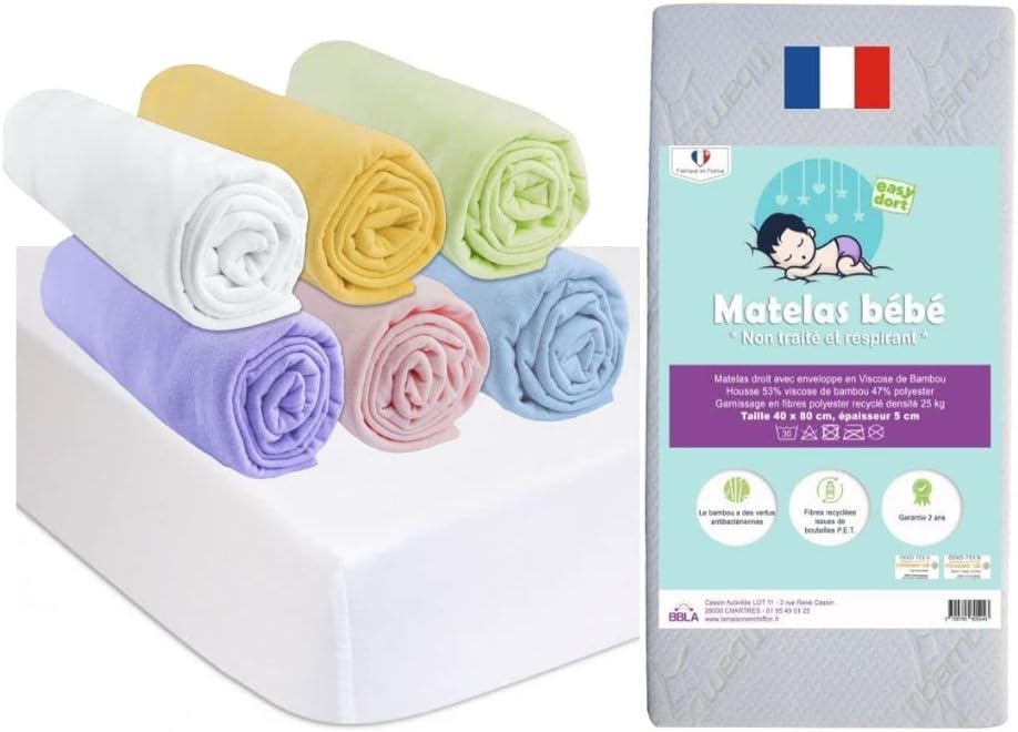 Kit Pratique Bébé - Matelas 40x80 - Draps Housse Coton