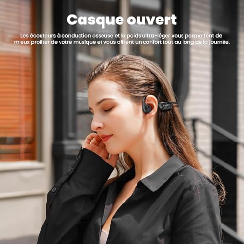 Casque Conduction Osseuse Bluetooth 5.4 avec Mémoire MP3 32Go, Étanche IPX8