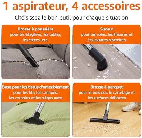 Amazon Basics Aspirateur Traineau sans Sac VCS35B15KOM-85, 850W, Filtro HEPA, Gris