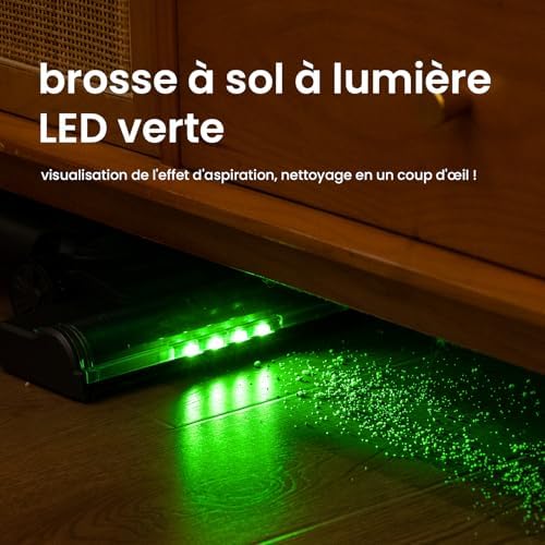 Suirviz Aspirateur sans Fil U8, 40kpa, 35 Min Autonomie, Lumière LED Verte