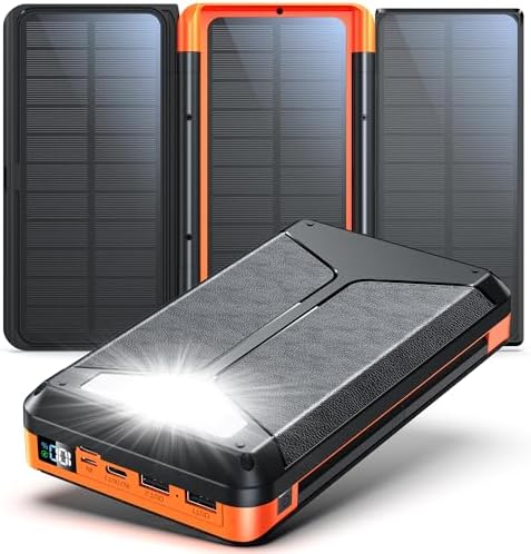 Batterie Externe Solaire 63200mAh avec Charge Rapide USB-C et Sans Fil