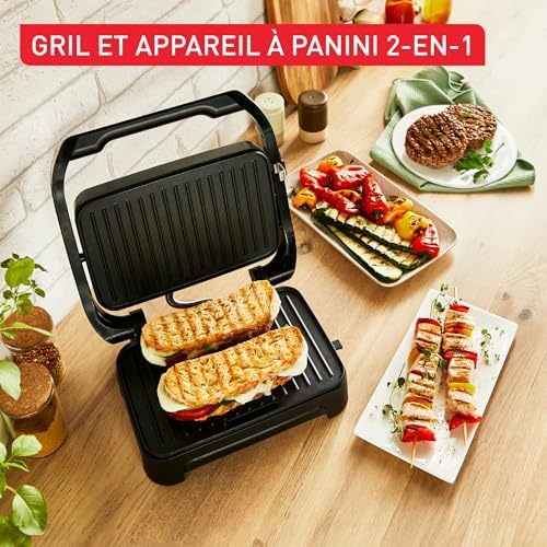 Tefal Gril et Machine à Panini, Inicio Compact GC270D10, Plaques Antiadhésives, Nettoyage Facile