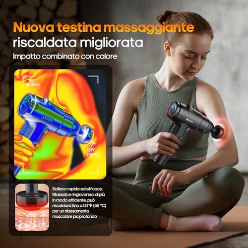 AERLANG Pistolet de Massage Musculaire, Modèle Silencieux avec Chaleur, 20 Niveaux Réglables