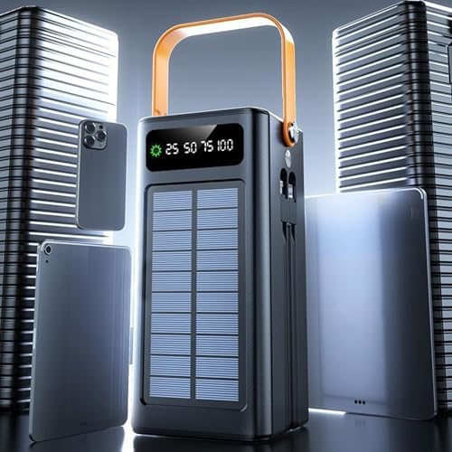 Chargeur Externe Batterie Solaire 50000mAh, Haute Capacité 120W, Noir