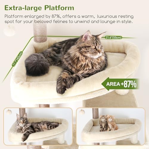 Arbre à Chat XXL 213 cm avec Niches et Plate-forme Beige