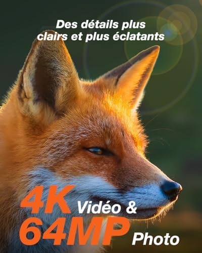Caméra de Chasse Solaire 4K 64MP, Vision Nocturne, Étanche IP66