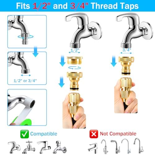 Tuyau Arrosage Extensible 15m, Tuyau d'arrosage Rétractable Noir et Bleu avec 10 Fonctions Pistolet
