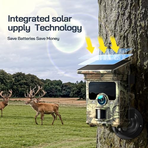 Caméra Solaire de Chasse 4K/68MP, Vision Nocturne, Détecteur de Mouvement Rapide