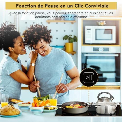 Plaque Induction 3 Feux Flexible 6800W, Verre Noir, Fonction Boost et Sécurité