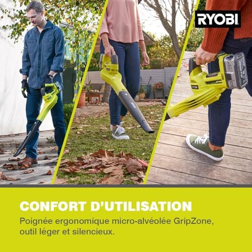 RYOBI Souffleur de Feuilles 18V One+ OBL1820S, Léger et Compact, 245 km/h