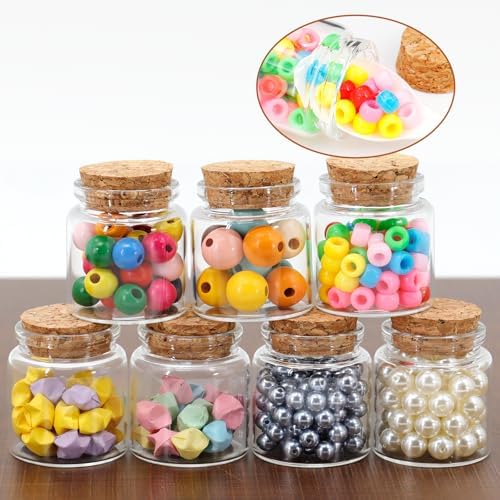 Bouteille en Verre 50ml Petit Pot, Transparent avec Bouchons en Liège, Lot de 15