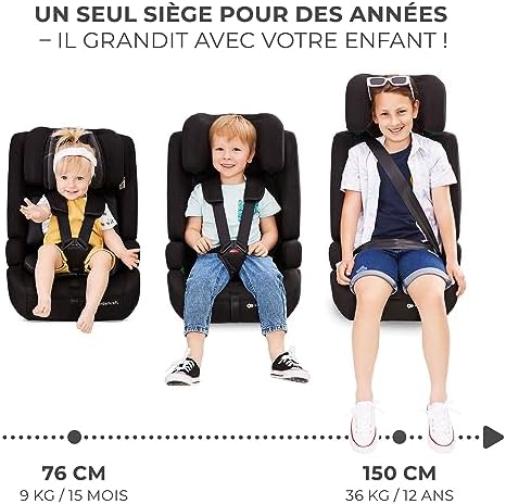 Kinderkraft Siège Auto Isofix SAFETY-FIX2 I-SIZE, 76-150 cm, Gris