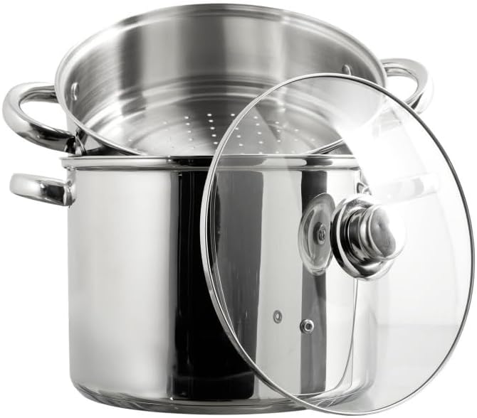 Couscoussier Induction 8L en Inox, Argent, Dimensions 33,5x24,5x25,5 cm