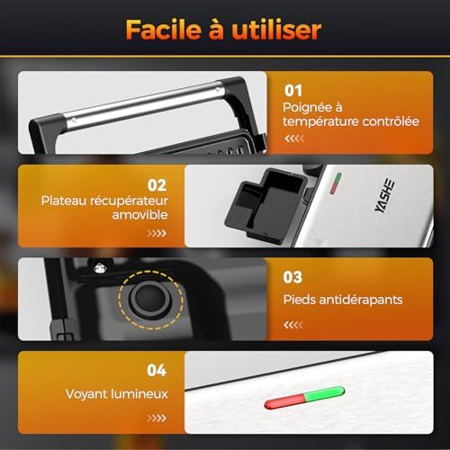 YASHE Appareil à Croque-Monsieur, Modèle ABC183, Plaques XXL Antiadhésives, 1500W