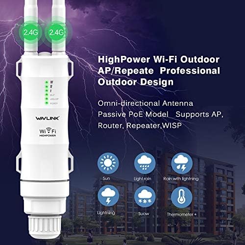 WAVLINK Répéteur WiFi Extérieur Puissant N300, Antenne Longue Portée, PoE