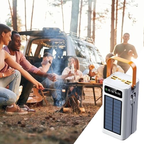 Batterie Externe Solaire 50000mAh, Chargeur Solaire Haute Capacité, Blanc