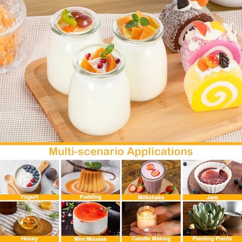 Lot de 24 Petit Pots en Verre 140ml avec Couvercle, Contenants pour Pudding et Yaourt