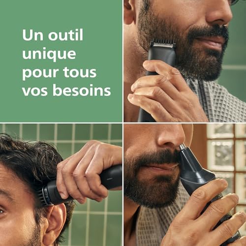 Philips Tondeuse Multigroom Série 3000, Modèle MG3930/15, 7 Accessoires, Lames Auto-affûtées