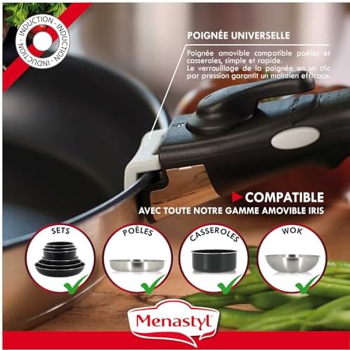 Batterie de Cuisine Amovible en Acier Inoxydable, 6 Pièces, Tous Feux Induction