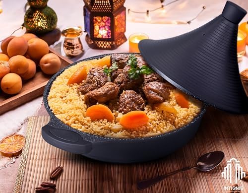 INTIGNIS Tajine Marocain 28 cm, Couvercle Auto-Arrosant, Induction, 4.2L, Antiadhésif