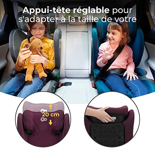 Kinderkraft Siège Auto Isofix Junior Fix i-Size, Groupe 2/3, 100-150 cm, Burgund