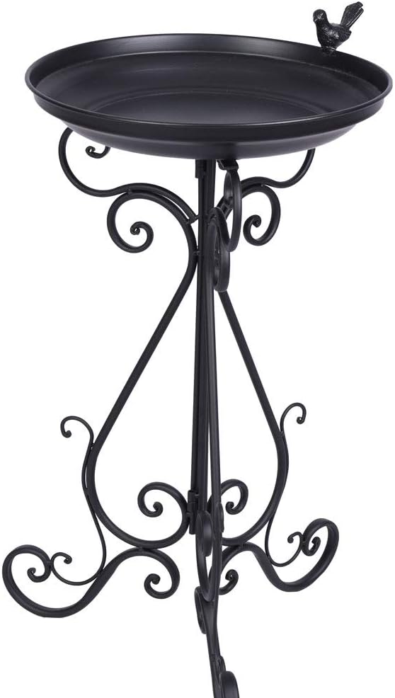 Fontaine pour Bain d'Oiseau - Métal Noir - Décoration de Jardin