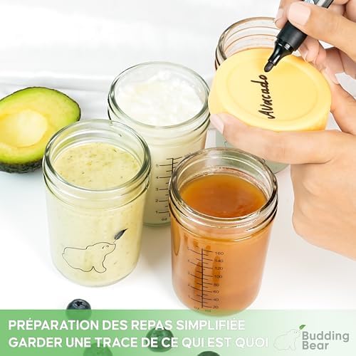 Pots de Conservation en Verre 240ml, Petit Pot en Verre Réutilisable, Lot de 6, Sans BPA