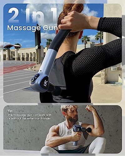 RENPHO Pistolet de Massage Musculaire, Reach Massage Gun, 5 Vitesses, 4 Têtes