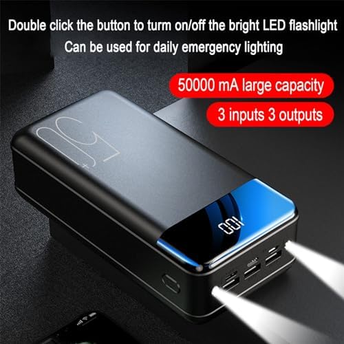 Chargeur Portable 50000mAh Batterie Externe, Charge Rapide USB C, Noir
