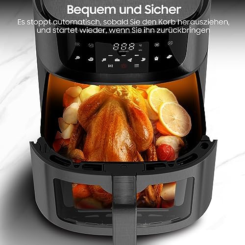 Friteuse à air XXL 9L avec fenêtre transparente et cuisson rapide