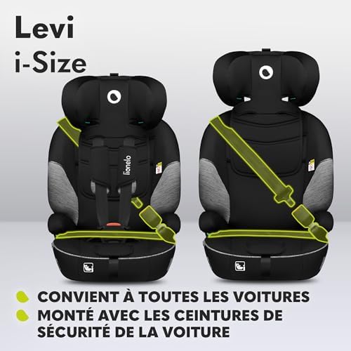Lionelo Siège Auto Isofix Levi One, 9-36 kg, Protection Latérale, Appui-tête Réglable, Gris-Noir