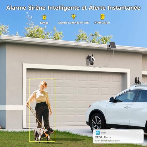 Caméra Solaire 4G LTE Double Objectif, Surveillance Extérieure 2K HD, Gris