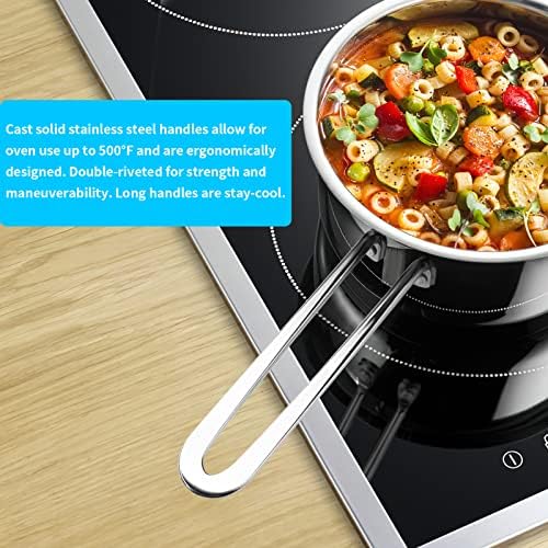 Batterie de Cuisine Inox 3 Couches, 7 Pièces, Tous Feux Induction, Argent