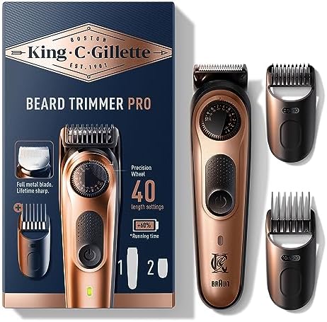 King C. Gillette Tondeuse à Barbe Électrique PRO, Molette de Précision, 40 Réglages, 80 min Autonomie