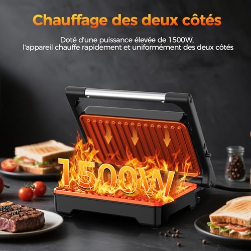 YASHE Appareil à Croque-Monsieur, Modèle ABC183, Plaques XXL Antiadhésives, 1500W
