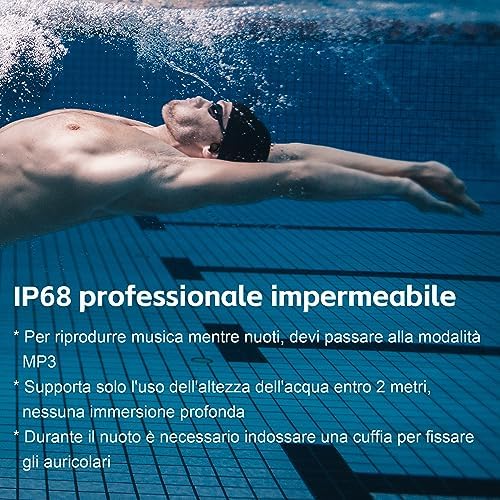 Casque Bluetooth 5.3 Conduction Osseuse Étanche IP68, Mémoire 32 Go
