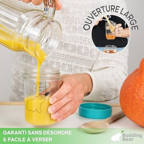 Pots de Conservation en Verre 240ml, Petit Pot en Verre Réutilisable, Lot de 6, Sans BPA