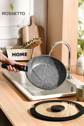 Batterie de Cuisine Induction avec Revêtement Céramique, Gris Cendré, 16 Pièces